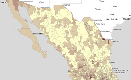 Map of dentists per municipality in Mexico